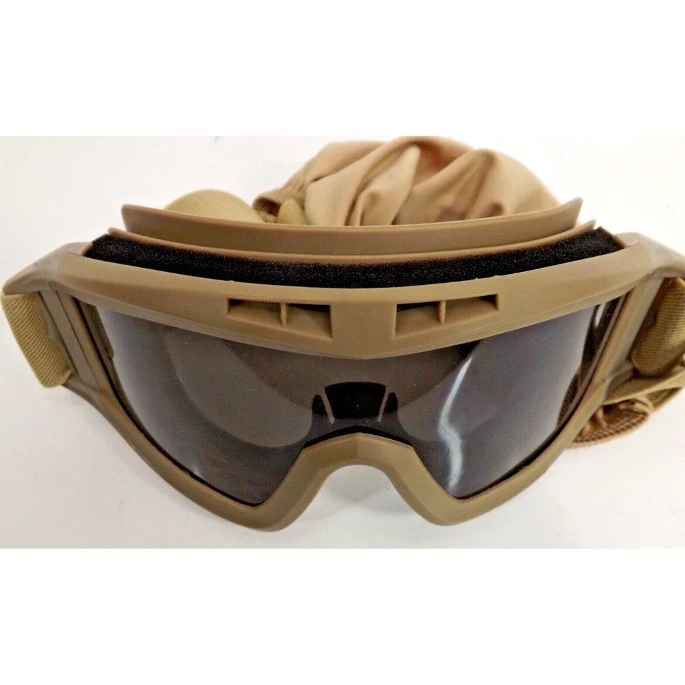 Tactical Windproof dark shade Coyote brown Airsoft adjustable safety goggles